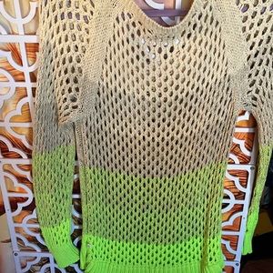American Eagle outfitters opaque color, shades of tan to lime green sweater